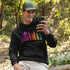 This Camping hoodie features a stunning colorful gradient forest graphic that captures the essence of the great outdoors. With the inspiring saying "WILD-Not All Who Wander Are Lost" boldly printed, it serves as a reminder to embrace your wild spirit and wanderlust.